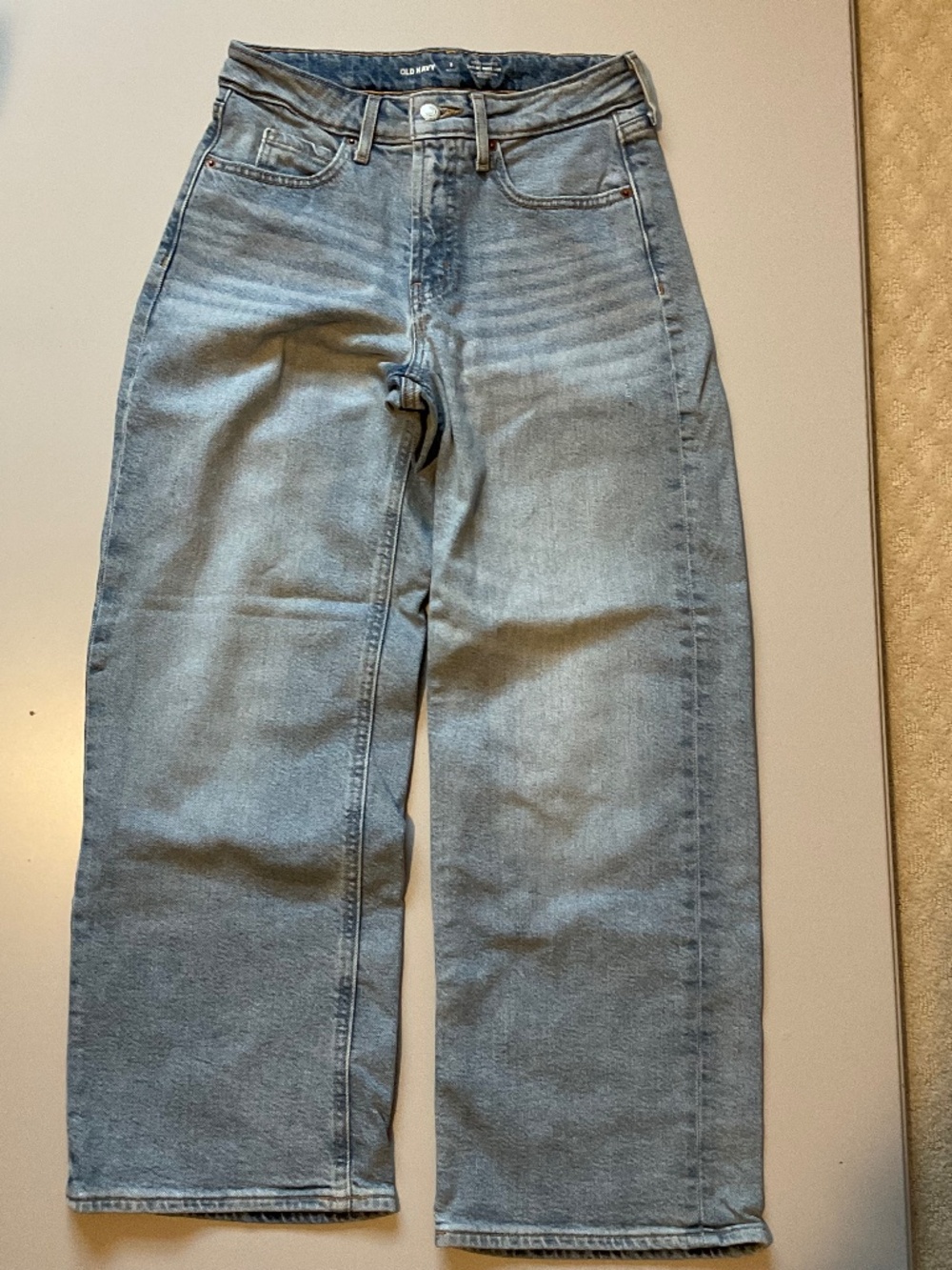 Old Navy Petite 0 Extra High-Rise SKY_HI WIDE LEG light wash jeans
